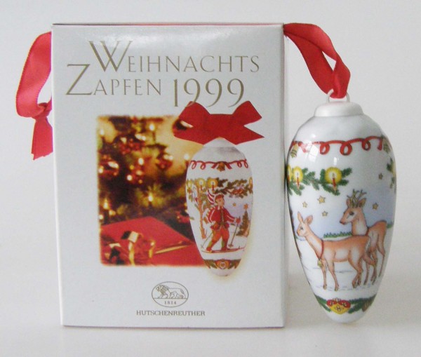 Hutschenreuther Porzellan Weihnachtszapfen Wildfütterung 1999